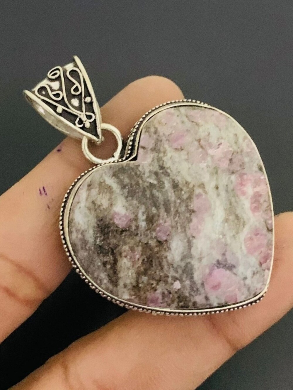 Natural Pink Tourmaline Heart Shaped Sterling Silver 925 Pendant New